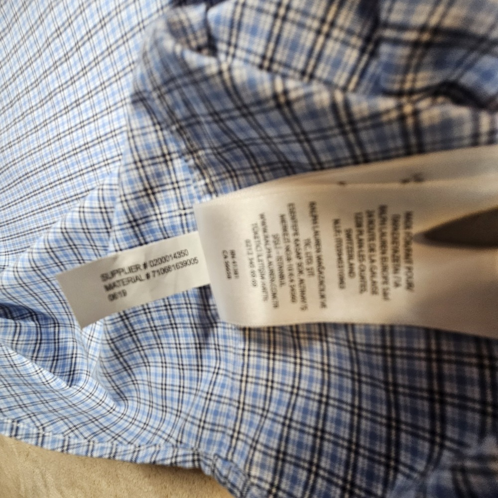Ralph Lauren Mens XXL Classic Fit Blue Micro Check Cotton Button‎ Down Shirt - Picture 14 of 16